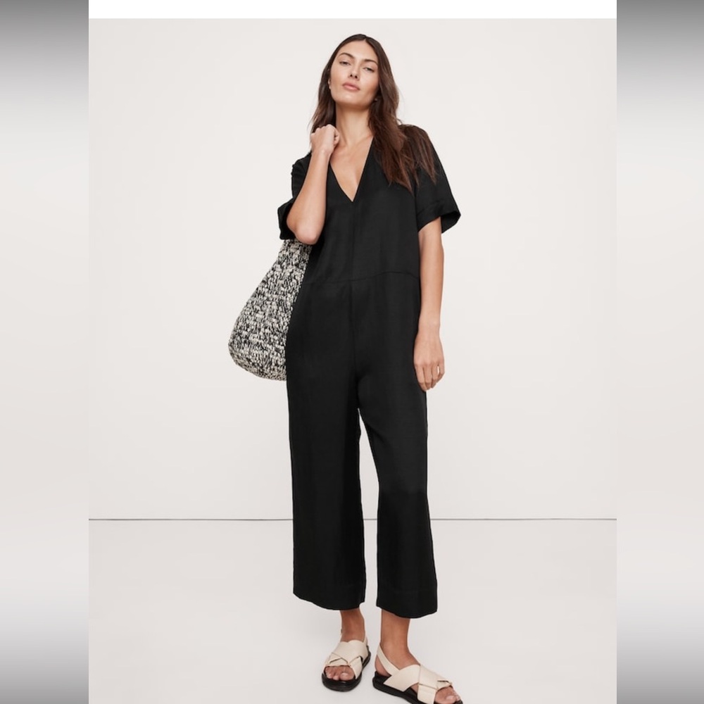 NWT Banana Republic viscose linen wide leg jumpsuit
